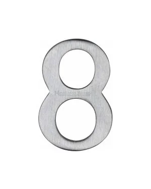 Heritage Brass Numeral 8 Self Adhesive 51mm (2") Satin Chrome finish