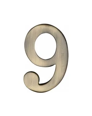 Heritage Brass Numeral 9 Self Adhesive 51mm (2") Antique finish