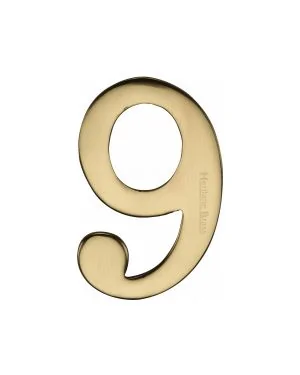Heritage Brass Numeral 9 Self Adhesive 51mm (2") Polished Brass finish