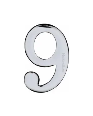 Heritage Brass Numeral 9 Self Adhesive 51mm (2") Polished Chrome finish