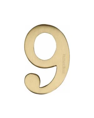 Heritage Brass Numeral 9 Self Adhesive 51mm (2") Satin Brass finish