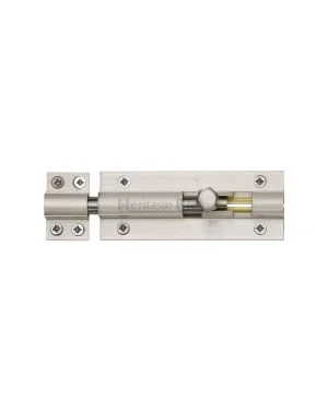 Heritage Brass Door Bolt Straight 4 x 1.5 Satin Nickel finish