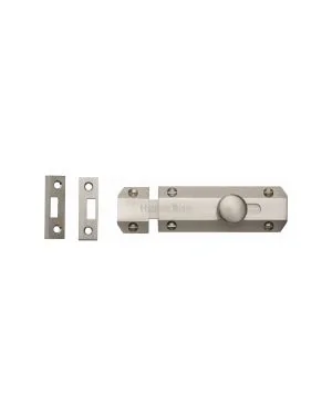 Heritage Brass Door Bolt Flat 4" Satin Nickel finish