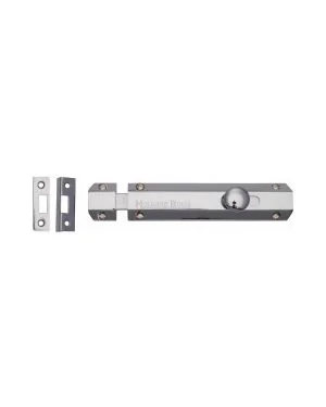 Heritage Brass Door Bolt Flat 6" Polished Chrome finish