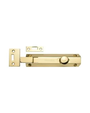 Heritage Brass Door Bolt Necked Flat 6 Polished Brass finish