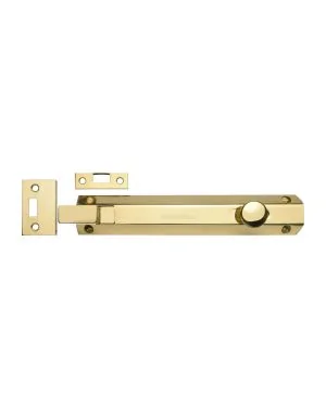 Heritage Brass Door Bolt Necked Flat 8 Polished Brass finish