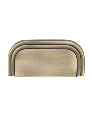Heritage Brass Drawer Pull Bauhaus Design 76mm CTC Antique Brass Finish