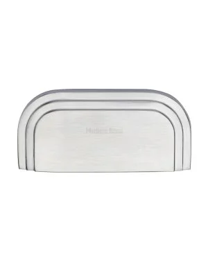 Heritage Brass Drawer Pull Bauhaus Design 76mm CTC Satin Chrome Finish