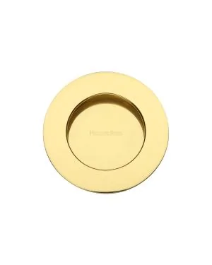 Round Flush Pull Polished Brass finish