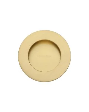 Round Flush Pull Satin Brass finish