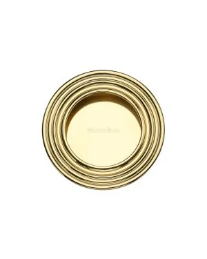 Round Reeded Flush Pull Polished Brass finish