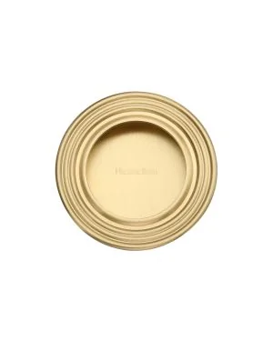 Round Reeded Flush Pull Satin Brass finish