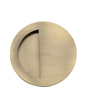 Round Half Moon Flush Pull Antique Brass finish