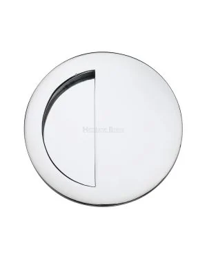 Round Half Moon Flush Pull Polished Chrome finish