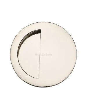 Round Half Moon Flush Pull Polished Nickel finish