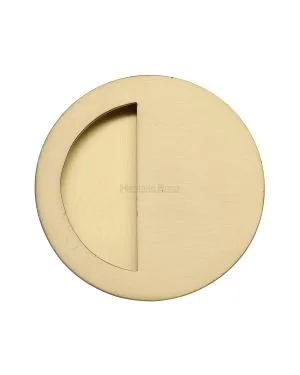 Round Half Moon Flush Pull Satin Brass finish
