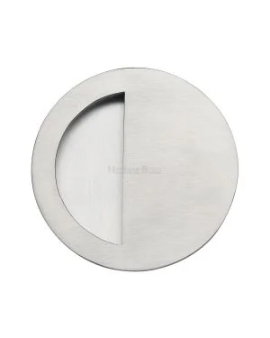 Round Half Moon Flush Pull Satin Chrome finish