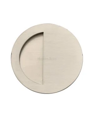 Round Half Moon Flush Pull Satin Nickel finish