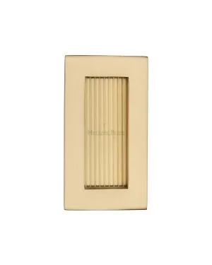 Reeded Rectangular Flush Pull 105 x 58mm Satin Brass finish
