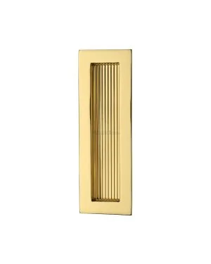 Reeded Rectangular Flush Pull 175 x 58mm Polished Brass finish