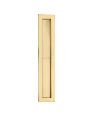 Reeded Rectangular Flush Pull 300 x 58mm Polished Brass finish