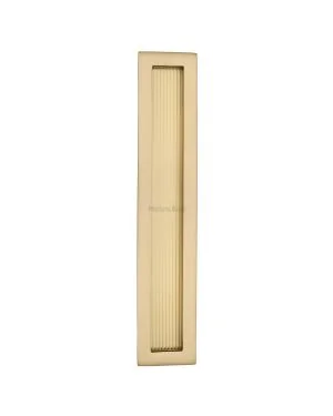 Reeded Rectangular Flush Pull 300 x 58mm Satin Brass finish
