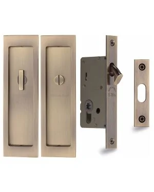 Flush Pull Privacy Set 197mm Antique Brass finish