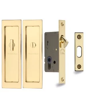 Flush Pull Privacy Set 197mm Polished Brass finish