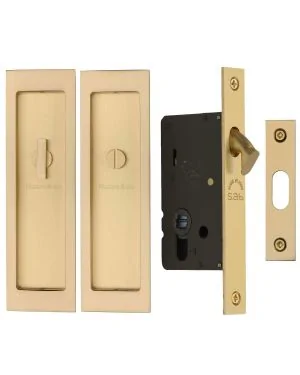 Flush Pull Privacy Set 197mm Satin Brass finish