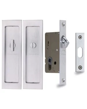 Flush Pull Privacy Set 197mm Satin Chrome finish