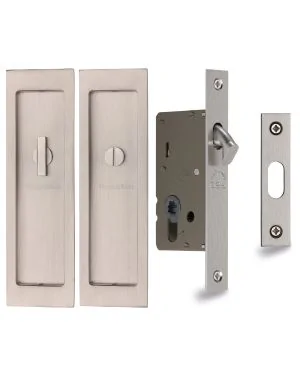 Flush Pull Privacy Set 197mm Satin Nickel finish
