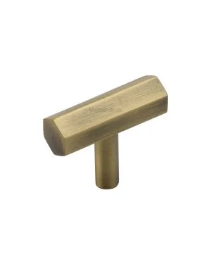 Heritage Brass Cabinet Knob Hexagon Bar Design 41mm Antique Brass finish