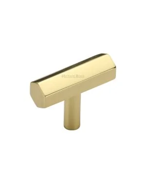 Heritage Brass Cabinet Knob Hexagon Bar Design 41mm Polished Brass finish