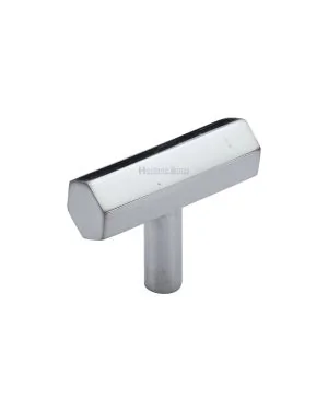 Heritage Brass Cabinet Knob Hexagon Bar Design 41mm Polished Chrome finish