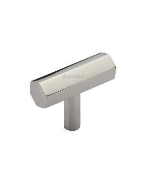 Heritage Brass Cabinet Knob Hexagon Bar Design 41mm Polished Nickel finish