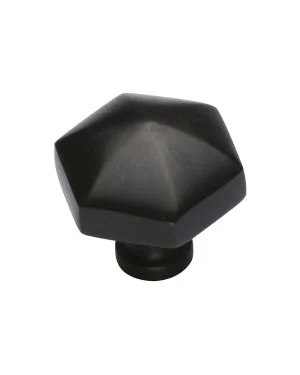Heritage Brass Cabinet Knob Classic Hexagon Design 32mm Matt Black finish