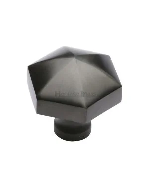 Heritage Brass Cabinet Knob Hexagon Design 32mm Matt Bronze finish