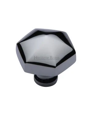 Heritage Brass Cabinet Knob Hexagon Design 32mm Polished Chrome finish