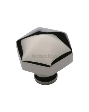 Heritage Brass Cabinet Knob Hexagon Design 32mm Polished Nickel finish