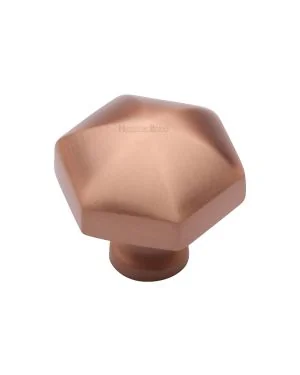 Heritage Brass Cabinet Knob Hexagon Design 32mm Satin Rose Gold finish