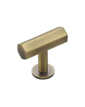 Heritage Brass Cabinet Knob Hexagon T-Bar Design with Rose 41mm Antique Brass finish