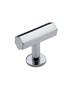 Heritage Brass Cabinet Knob Hexagon T-Bar Design with Rose 41mm Polished Chrome finish