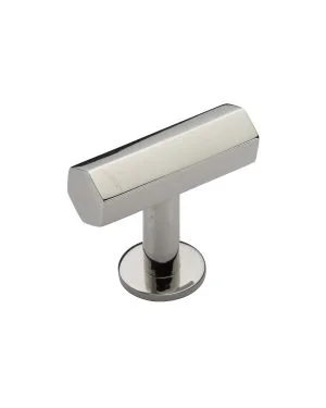 Heritage Brass Cabinet Knob Hexagon T-Bar Design with Rose 41mm Polished Nickel finish