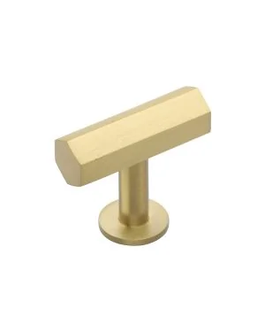 Heritage Brass Cabinet Knob Hexagon T-Bar Design with Rose 41mm Satin Brass finish