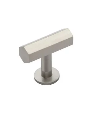 Heritage Brass Cabinet Knob Hexagon T-Bar Design with Rose 41mm Satin Nickel finish