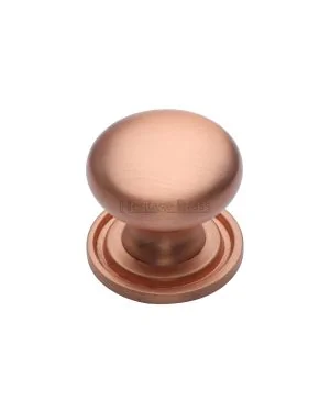 Heritage Brass Cabinet Knob Round Design 25mm Satin Rose Gold finish