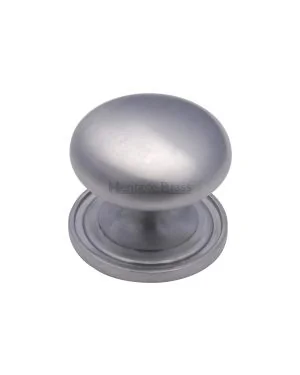 Heritage Brass Cabinet Knob Round Design 32mm Satin Chrome finish