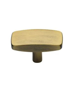 Heritage Brass Cabinet Knob Rectangular Design 41mm Antique Brass finish