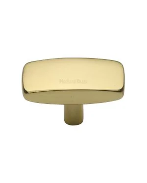 Heritage Brass Cabinet Knob Rectangular Design 41mm Polished Brass finish