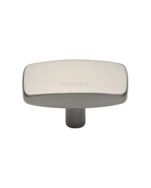 Heritage Brass Cabinet Knob Rectangular Design 41mm Satin Nickel finish